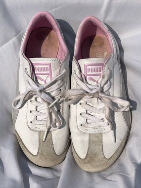 Vintage Speed cat Puma White and Pink Low-Top Lace-Up